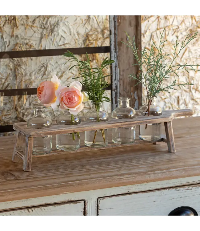 Board and Bottle Centerpiece W/Five Bottles