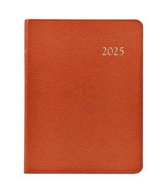 2025 Desk Diary - Orange Goatskin Leather