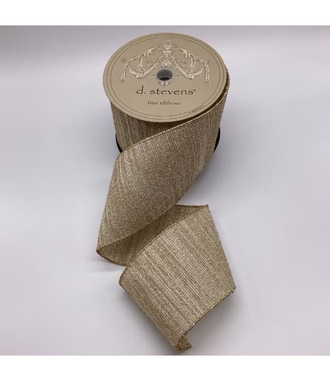 d. stevens D. Stevens 4” x 10yds lame mesh ribbon, silver gold