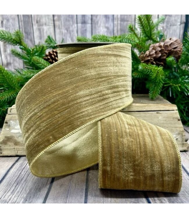 d. stevens D. Stevens 4“ x 10yds velvet vintage chic gold back, chestnut