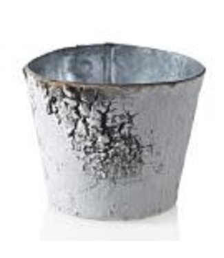 BIRCH POT WITH ZINC 3.75"X 3" WHITE