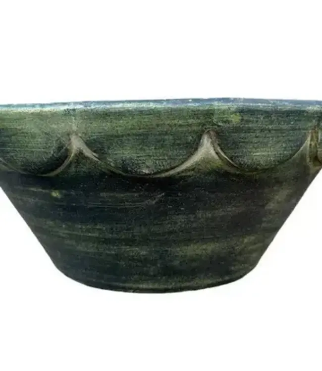 Orleans #10 Low Bowl Pot- Single Dark Moss