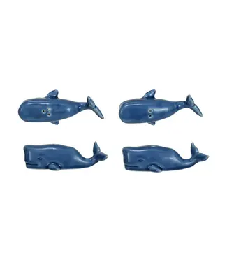 Stoneware Whale Salt and Pepper Shakers 4-1/2"L x 1-3/4"W