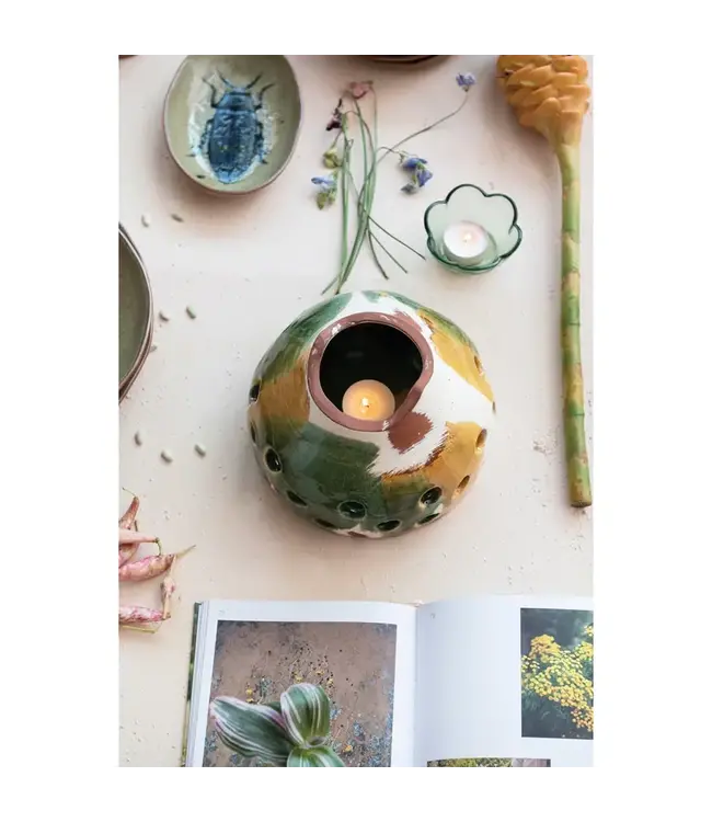 Terra Cotta Candle Holder, Multi-Color