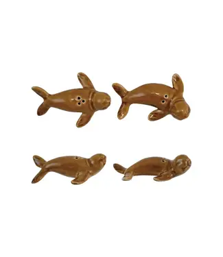 Stoneware Seal Salt and Pepper Shakers 4"L x 2-3/4"W x 1-1/4"H