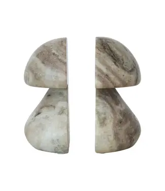 Marble Mushroom Shaped Bookends 5.75"Lx6"H S/2