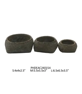 Cement Faux Basket Planter - Large