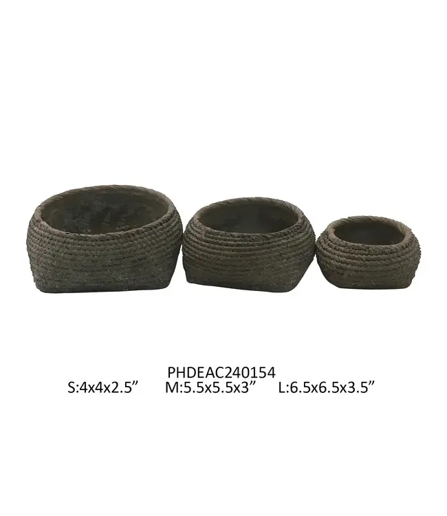 Cement Faux Basket Planter - Large