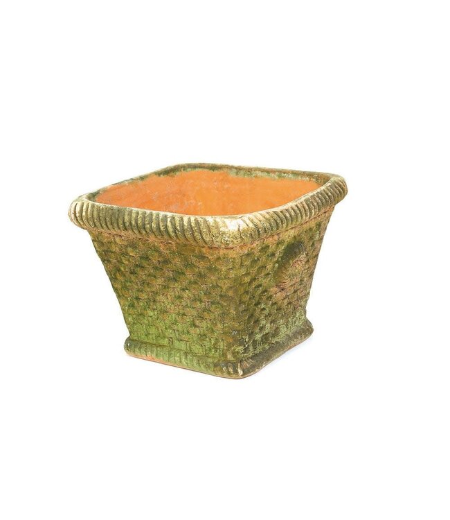 Square Woven Aged Planter - Large
