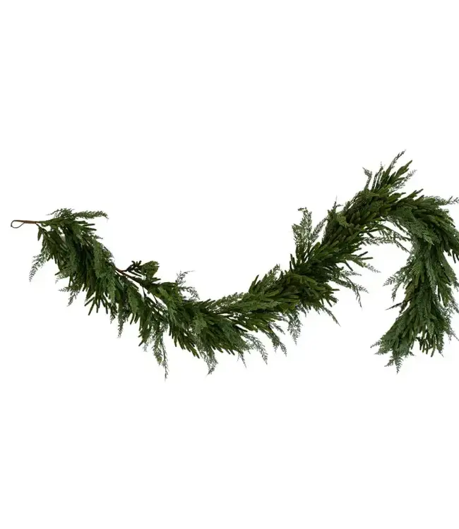 Faux Norfolk and Cypress Mix Real Touch  Garland 9ft