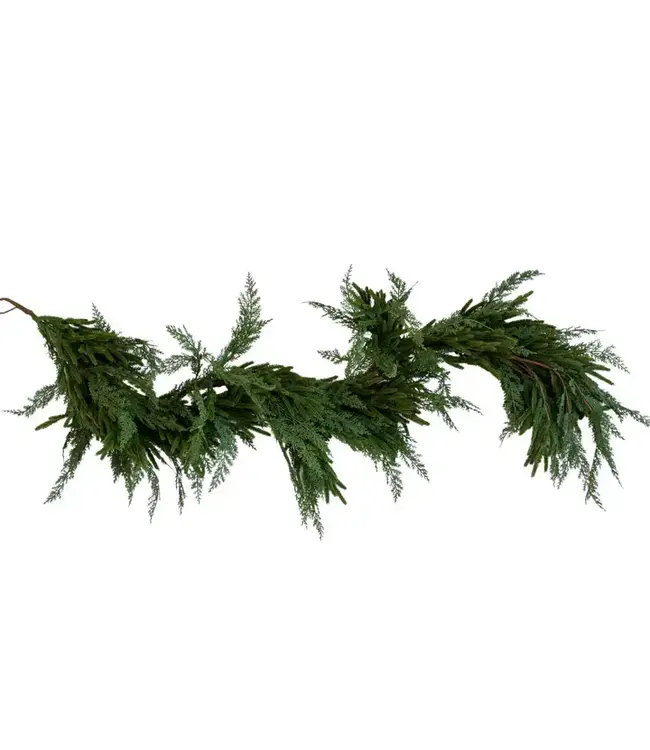 Faux Norfolk and Cypress Mix Real Touch Faux Garland 6ft