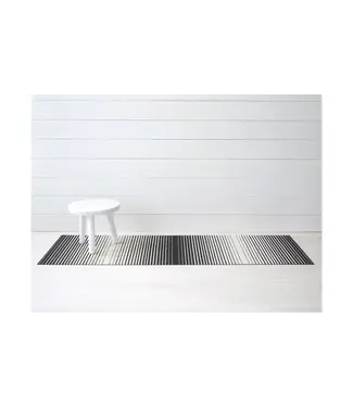 Domino Stripe Shag Runner 24x72 BLACK/WHITE