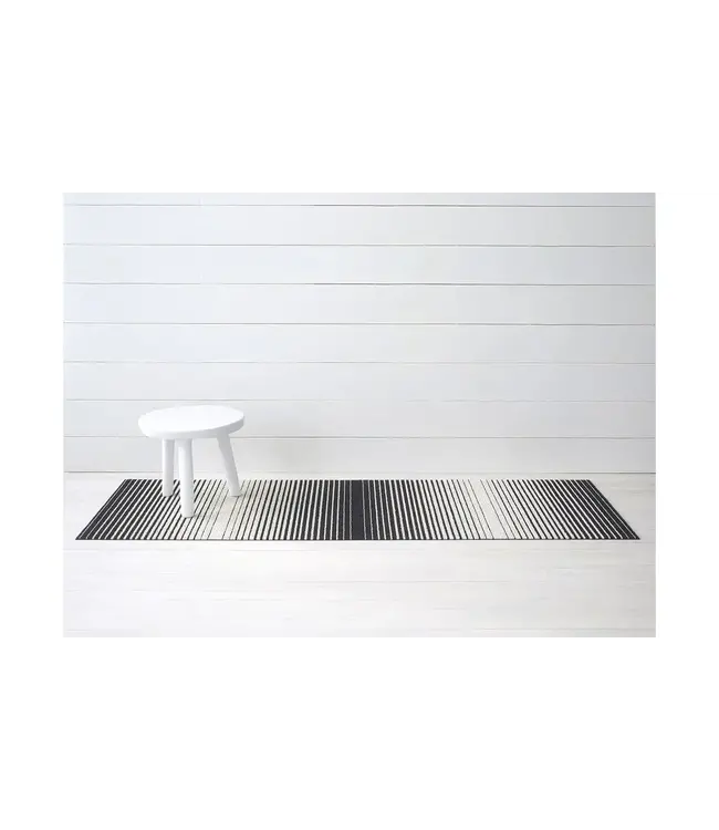 Domino Stripe Shag Runner 24x72 BLACK/WHITE