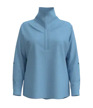 coolibar Women's Catona Funnel Neck Tunic Top, Arctic Blue Shadow Stripe Medium