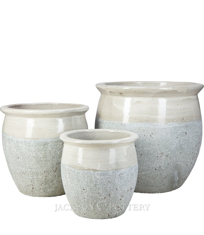 Claremont Planter S/3, White Over Greystone