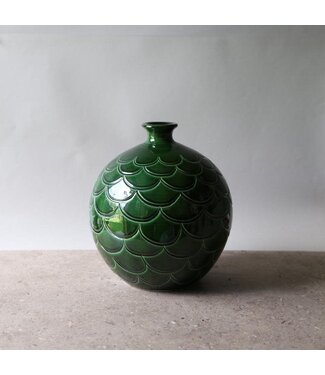 berg Berg Misty Vase GLAZED Emerald Green 19cm