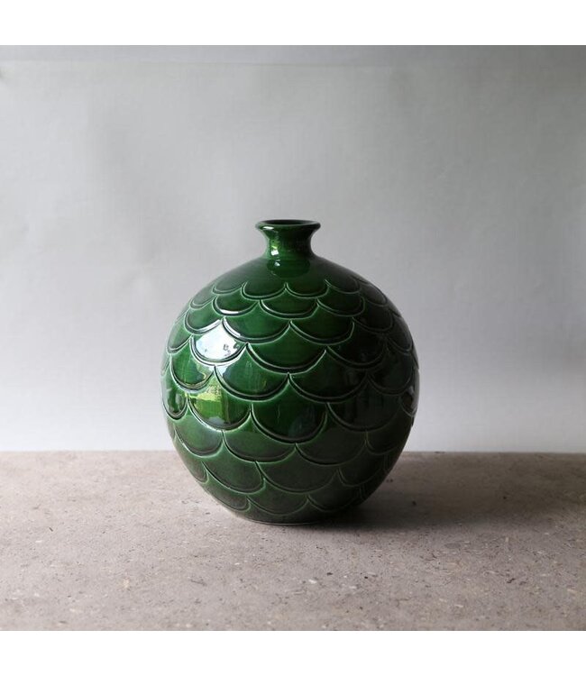 berg Berg Misty Vase GLAZED Emerald Green 19cm