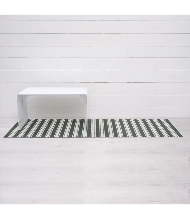Chilewich Martha Stewart | Chilewich Boardwalk Stripe Shag Runner, Fern 24"x72"