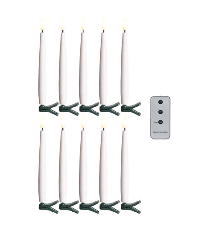 CLIP-ON LIGHTED CANDLES WITH REMOTE 6" Set of 10