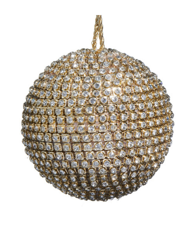 GOLD JEWELED BALL ORNAMENT 4"