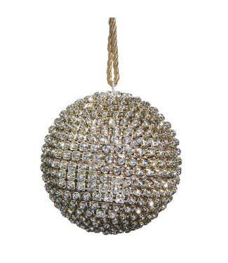 GOLD JEWELED BALL ORNAMENT 3.5"