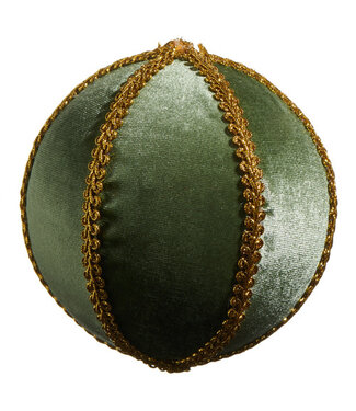 GREEN VELVET WITH GOLD BRAID ORNAMENT 5"