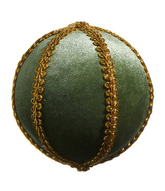 GREEN VELVET WITH GOLD BRAID ORNAMENT 4"