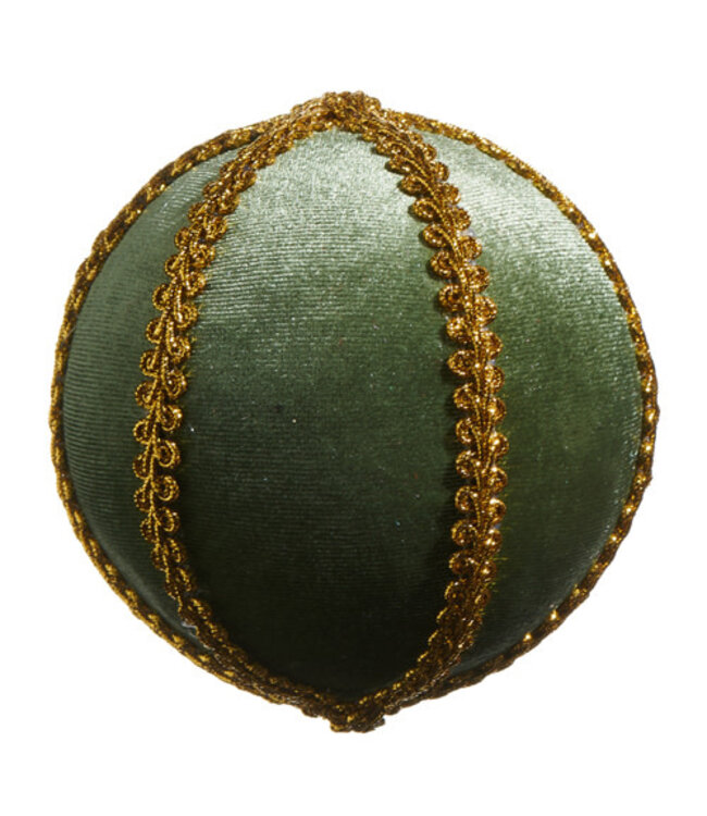 GREEN VELVET WITH GOLD BRAID ORNAMENT 4"