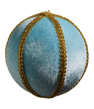 BLUE VELVET WITH GOLD BRAID ORNAMENT 5"