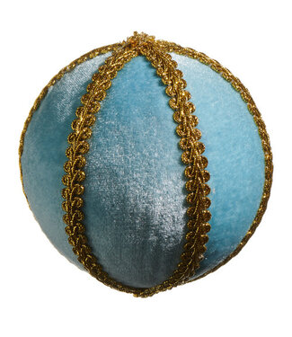 BLUE VELVET WITH GOLD BRAID ORNAMENT 4"