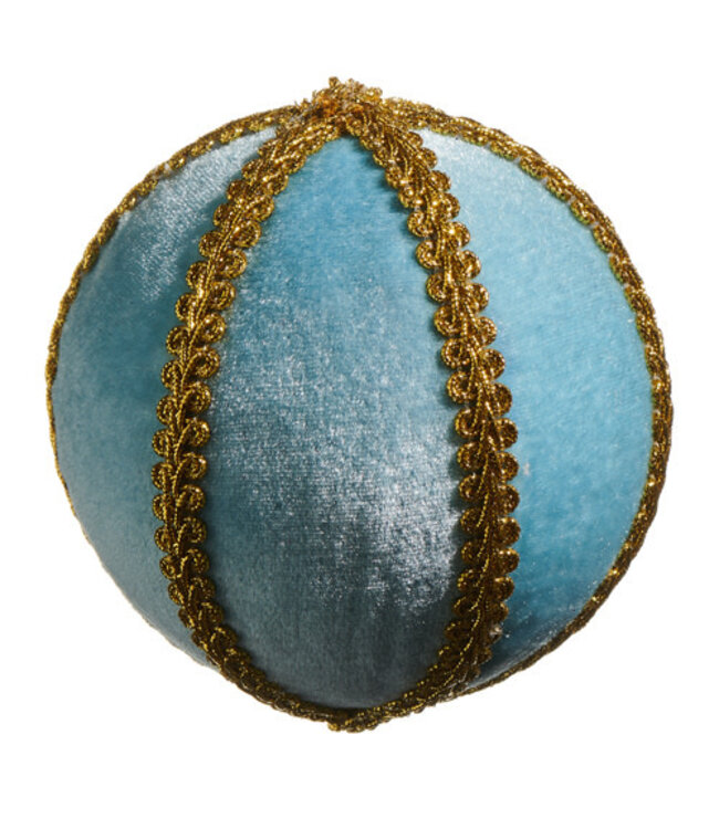 BLUE VELVET WITH GOLD BRAID ORNAMENT 4"