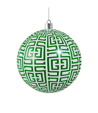 GREEN GREEK KEY BALL ORNAMENT 4"
