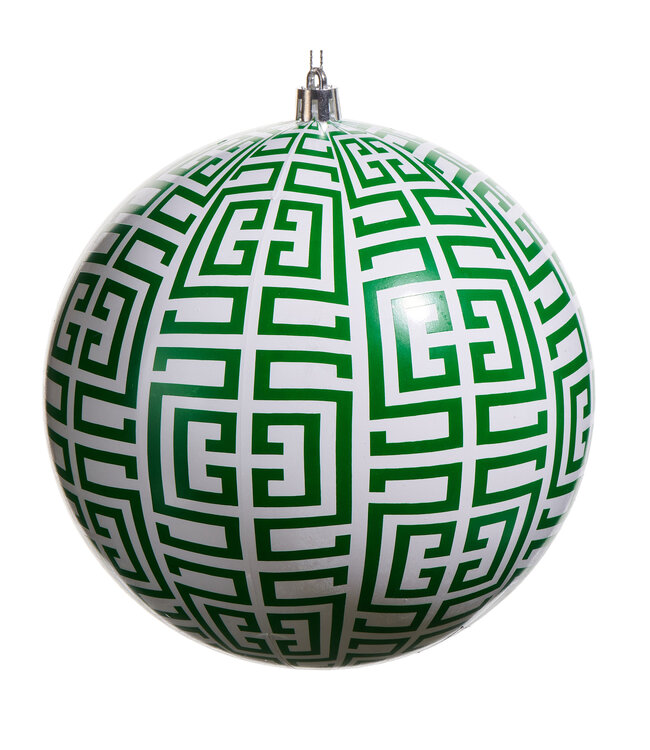 GREEN GREEK KEY BALL ORNAMENT 6"