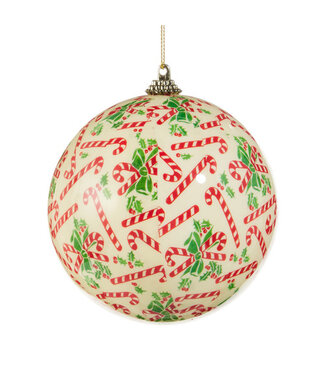 CANDY CANE BALL ORNAMENT 4"