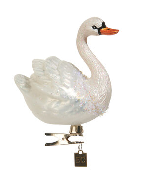 WHITE SWAN CLIP-ON ORNAMENT 4.5"