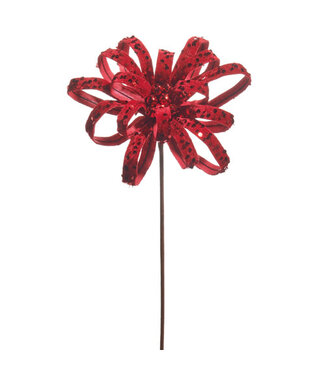 RED GLITTER BOW PICK 22"