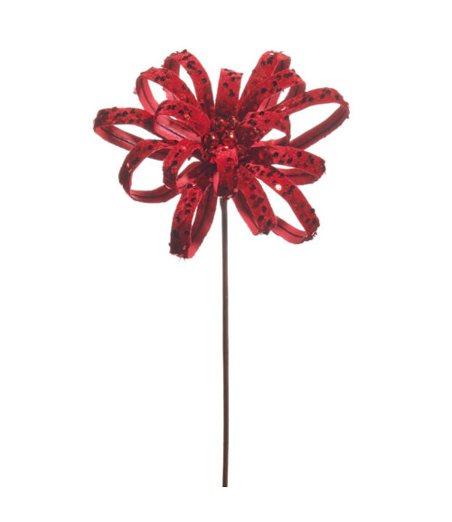 RED GLITTER BOW PICK 22"