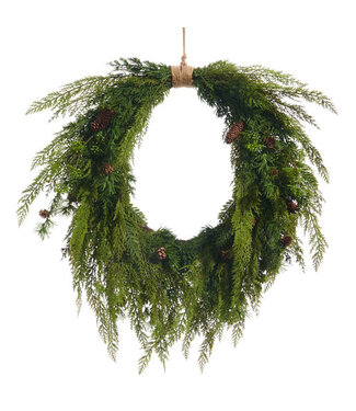 CEDAR AND MINI PINECONE WREATH 27"