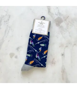 Men's Hook Line and Sinker Socks Navy/Gray/Orange/Blue One Size
