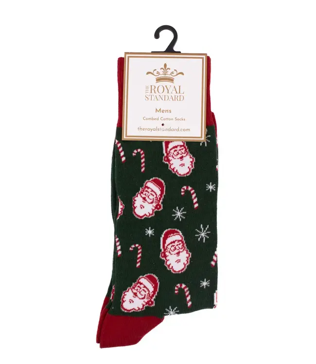 Men's Candy Cane Christmas Socks Dark Green One Size