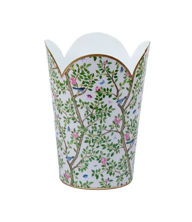 Elsie's Garden Enameled Tulip Wastebasket - Blue & Pink