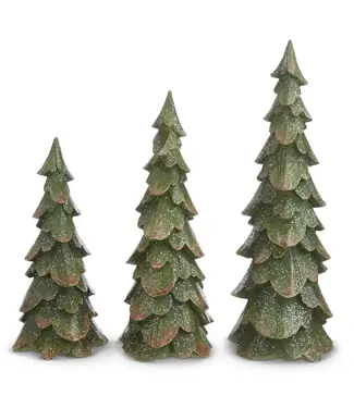 Green Wood Carved Tree - Medium