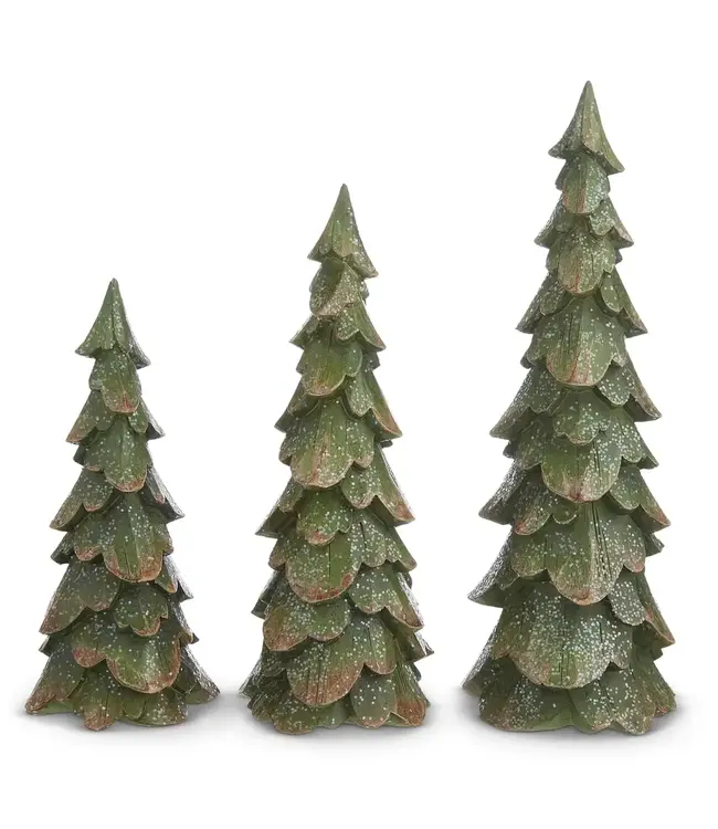 Green Wood Carved Tree - Medium