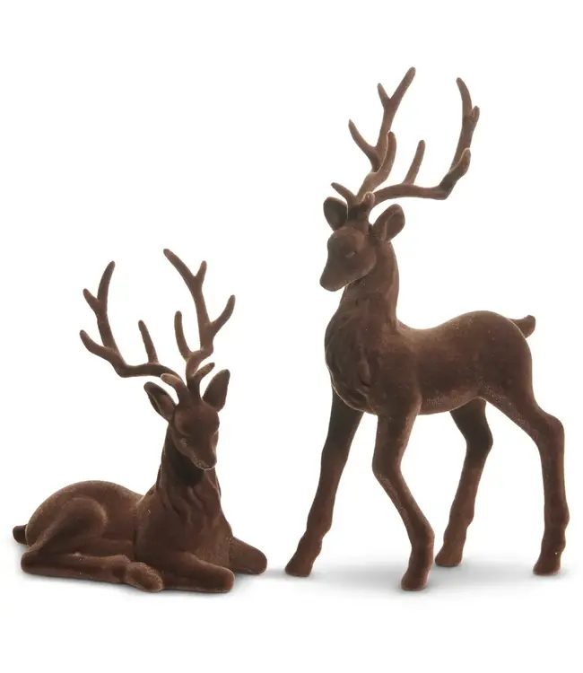 BROWN FLOCKED DEER 15" Assorted Styles
