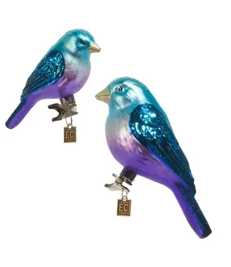 BLUE CLIP-ON FANTASY BIRD ORNAMENT 5.5" SINGLE