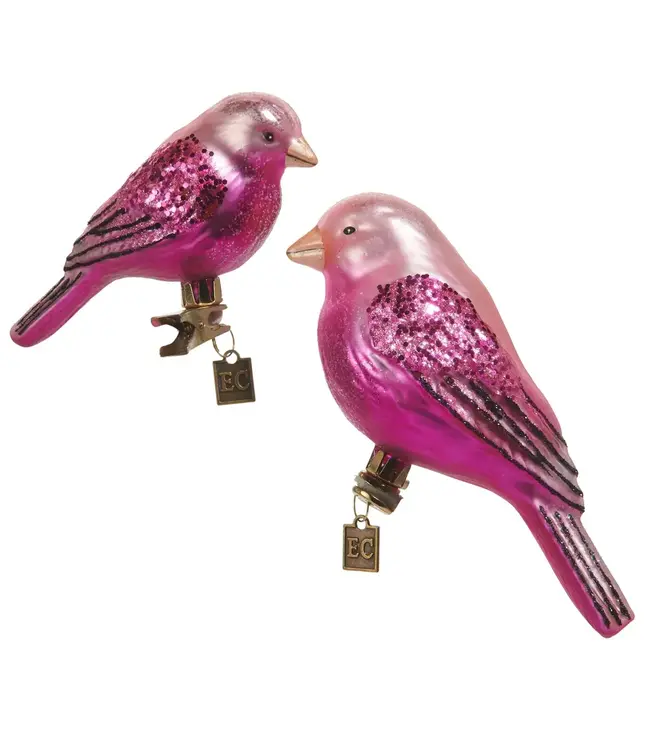 PINK CLIP-ON FANTASY BIRD ORNAMENT 5.5" SINGLE