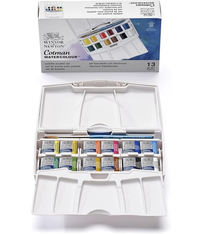 Windsor & Newton Cotman Watercolor Paint Set w/Brush