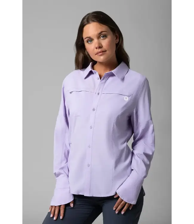 coolibar Kodia Fishing Shirt - Lilac L Solid