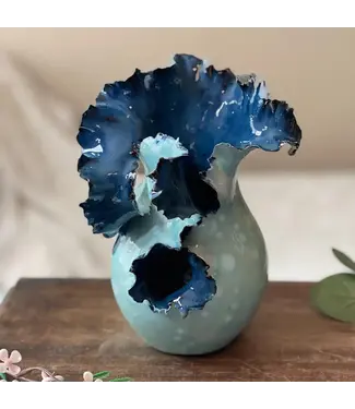 Artisan-made Burst Vessel,  Blue