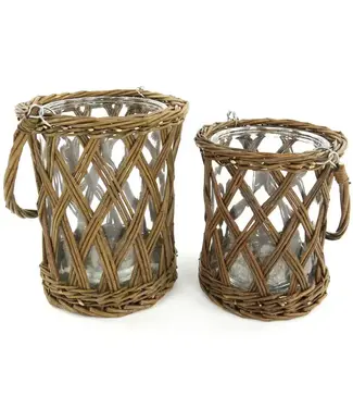Classic Glass and Wicker Vase Small